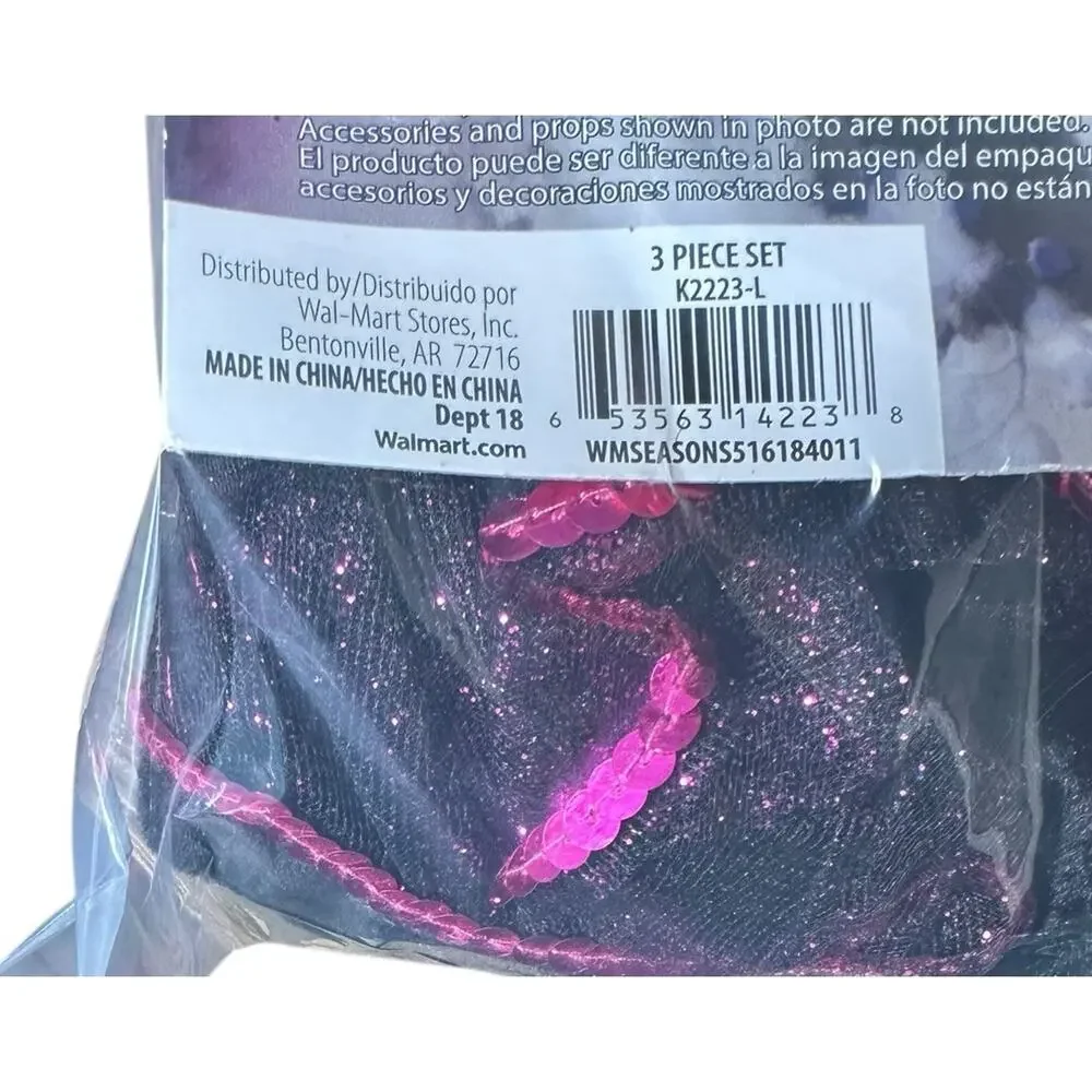NEW Spiderella Goth Witch Halloween Costume Black Purple Lace Girls Size L 10-12